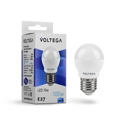 Лампа светодиодная Voltega E27 10W 4000K матовая 8456 - фото 746652