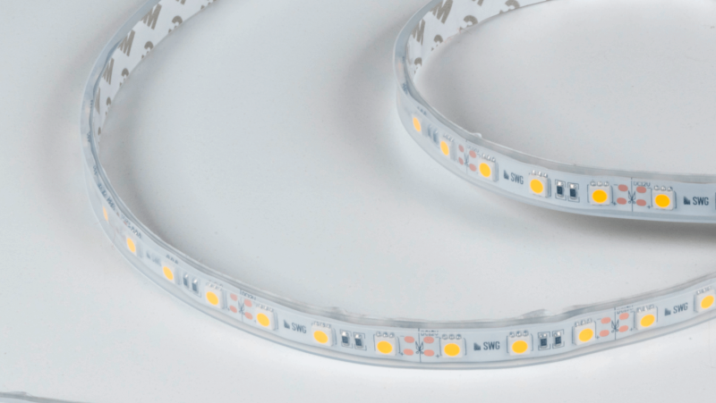 SWG Standard Светодиодная лента 5050, 60 LED/м, 14,4 Вт/м, 12В , IP66, Цвет: Теплый белый, SWG560-12-14.4-WW-66-M
