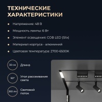 Трековый светильник Yeelight Pro E20 магнитный, линейный, 30 см, черный YP-0057