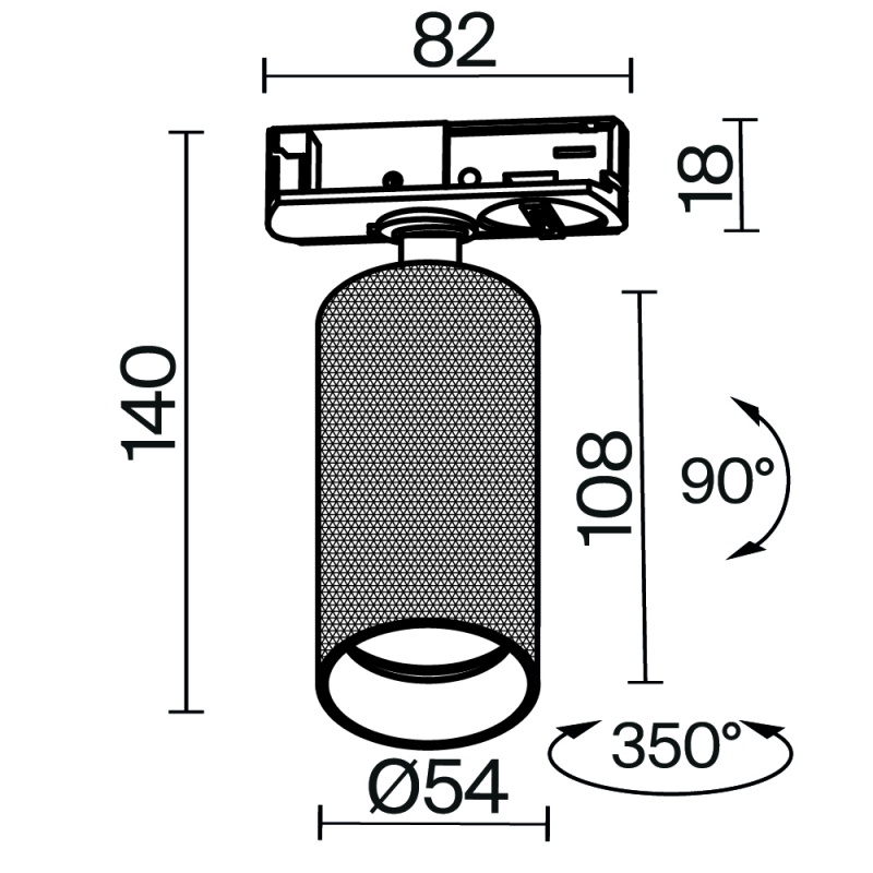 Трековый светильник Technical TR089-1-GU10-BB
