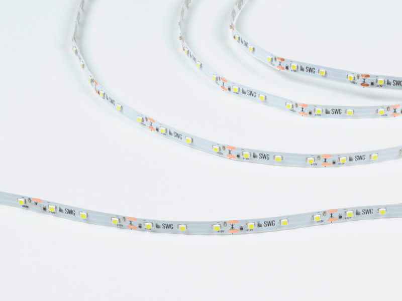 SWG Standard Светодиодная лента  3528, 60 LED/м, 4,8 Вт/м, 12В , IP20, Цвет: Холодный белый, SWG360-12-4.8-W-M