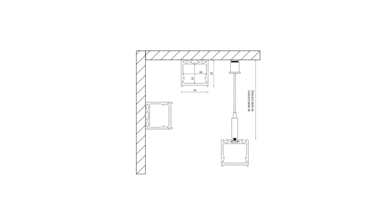 DesignLed Подвесной/накладной алюминиевый профиль Design LED LS.3535-B-R, LS.3535-B-R