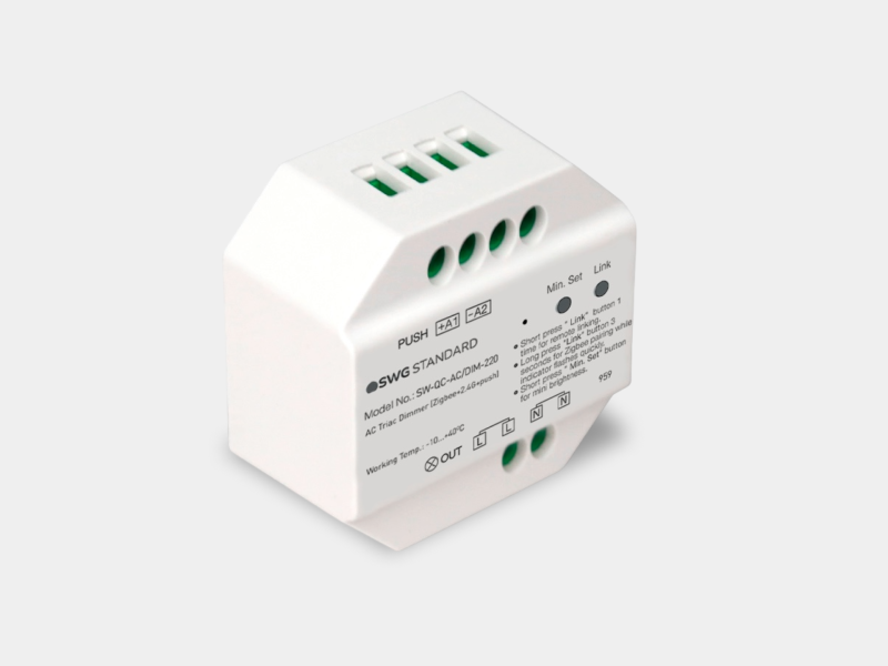 SWG Standard Универсальный диммер TRIAC 220В, Zigbee 3.0 + 2.4G + Push
