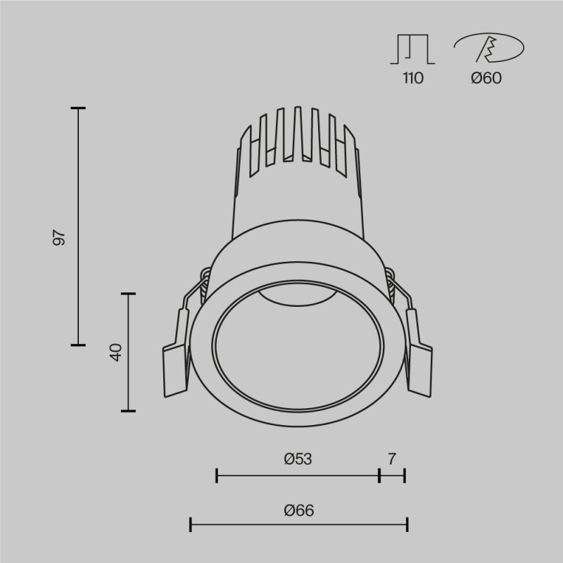 Встраиваемый светильник Technical DL116-10W-3K-B