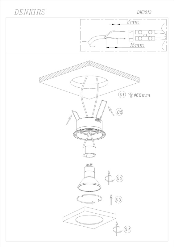 DK3013-AL Встраиваемый светильник влагозащ., IP 44, 50 Вт, GU10, серый, алюминий