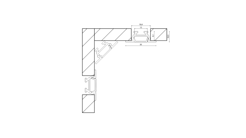 SWG Standard Встраиваемый алюминиевый профиль SWG, RC-1030