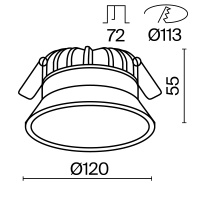Встраиваемый светильник Technical DL055-12W3-4-6K-W