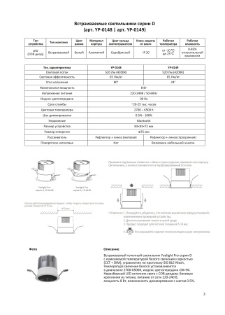 Встраиваемый светильник Yeelight Pro D Spotlight мощность 8 Вт, угол рассеивания 24°