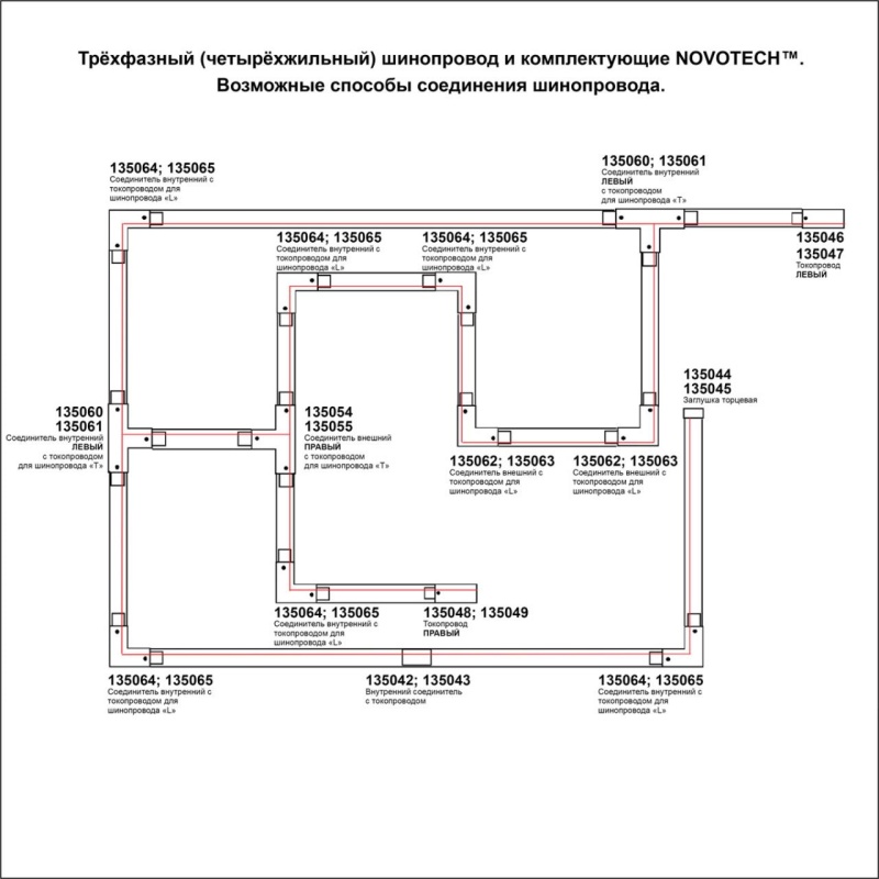 135048 PORT NT19 299 белый Токопровод правый (подвод питания) для трехфазного шинопровода IP20 220V EUROTRACK
