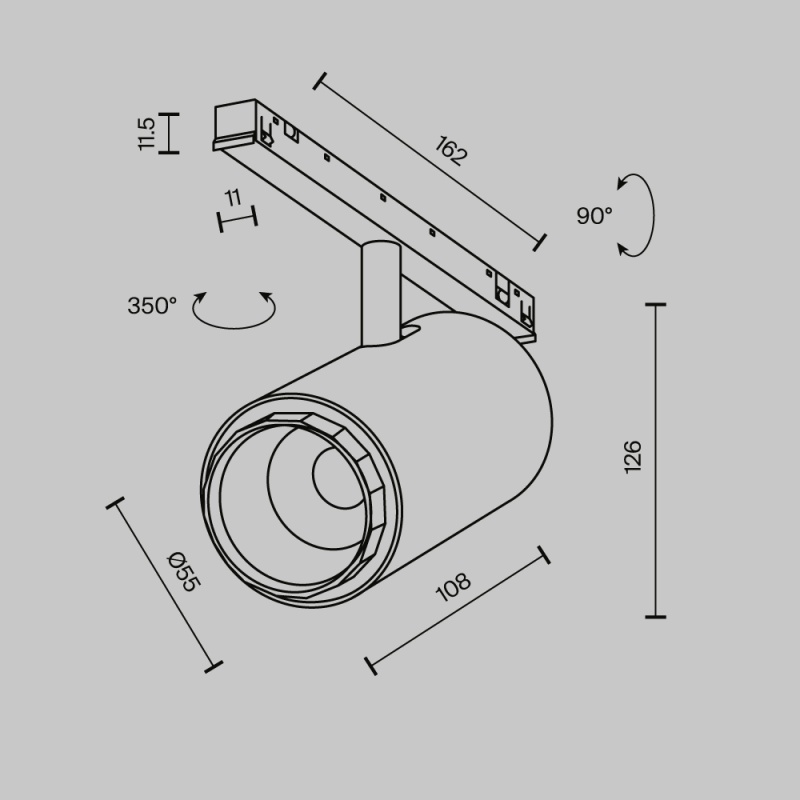 Трековый светильник Technical TR244-12W3K-B