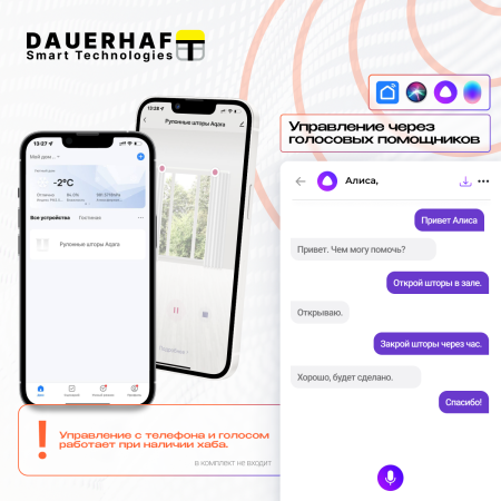 Рулонная штора с электроприводом Dauerhaft (1м./ начальная цена)