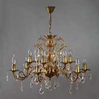 Подвесная люстра AMBIENTE by BRIZZI 8888/6+6 AB Leaf crystal