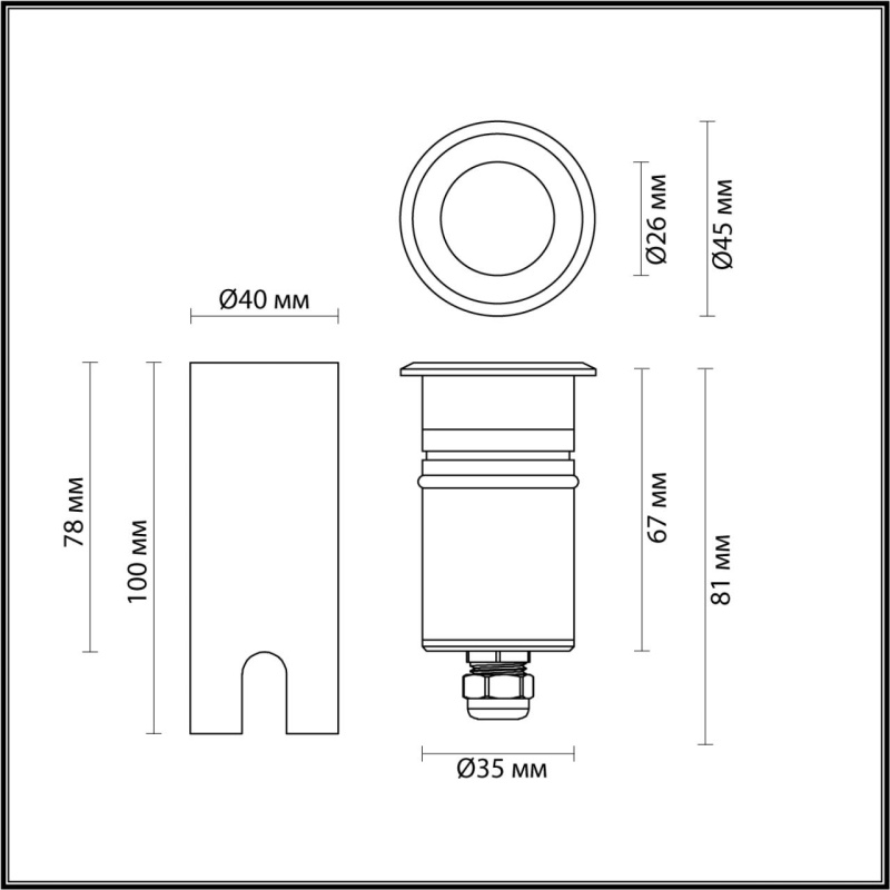 6660/1GL3 ODL Грунтовый светильник LED 3Вт 3000К 12/24В IP67 NATURE