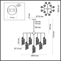 5439/13 MODERN ODL_EX25 071 черный/золото/металл/стекло Люстра E14 13*40W FUSILLI