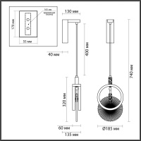 5421/17WL HIGHTECH ODL_EX25 083 черный/золото/металл/стекло Настенный светильник LED 17W 3000K 986Лм MERCURY