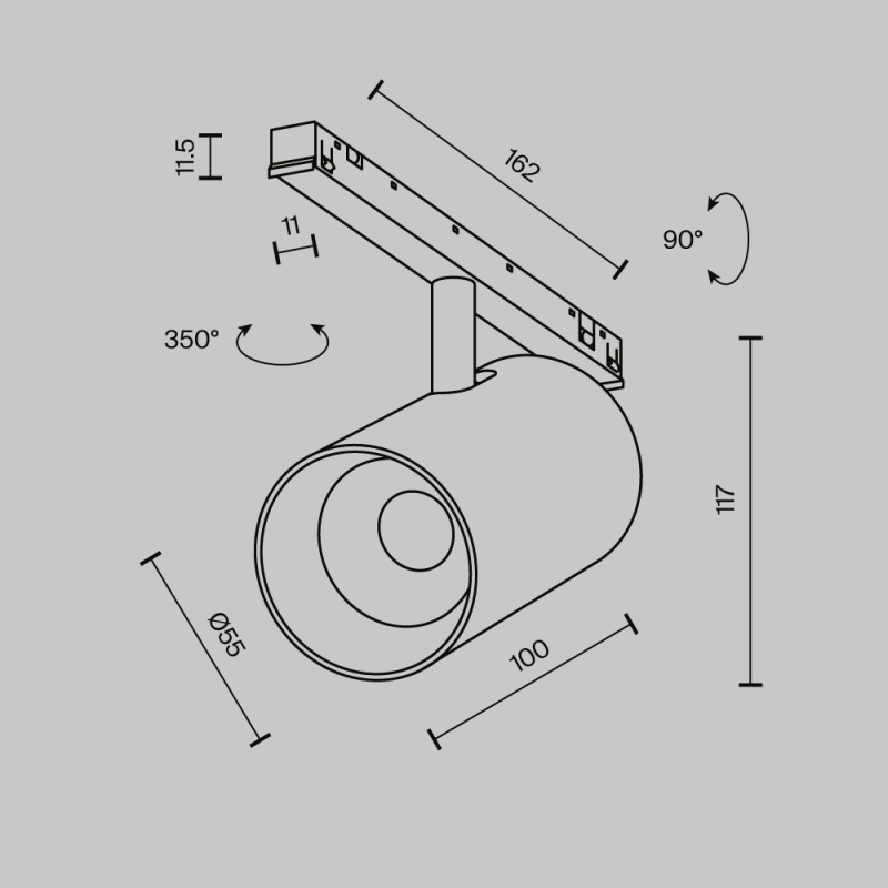 Трековый светильник Technical TR243-12W3K-B