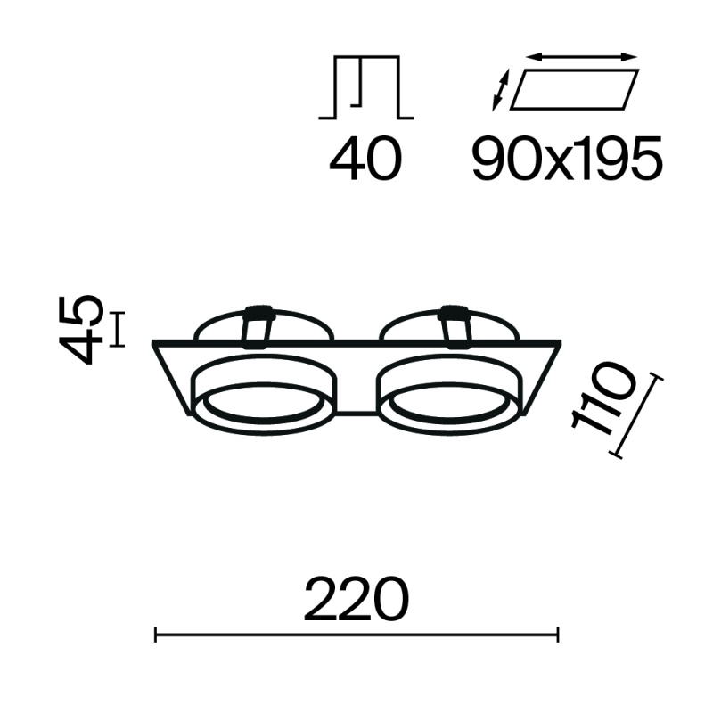 Встраиваемый светильник Technical DL086-02-GX53-SQ-W