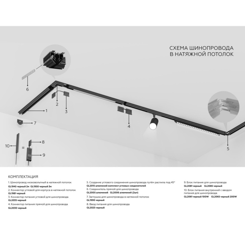 Шинопровод Ambrella Magnetic 48V 10mm 3m GL1950
