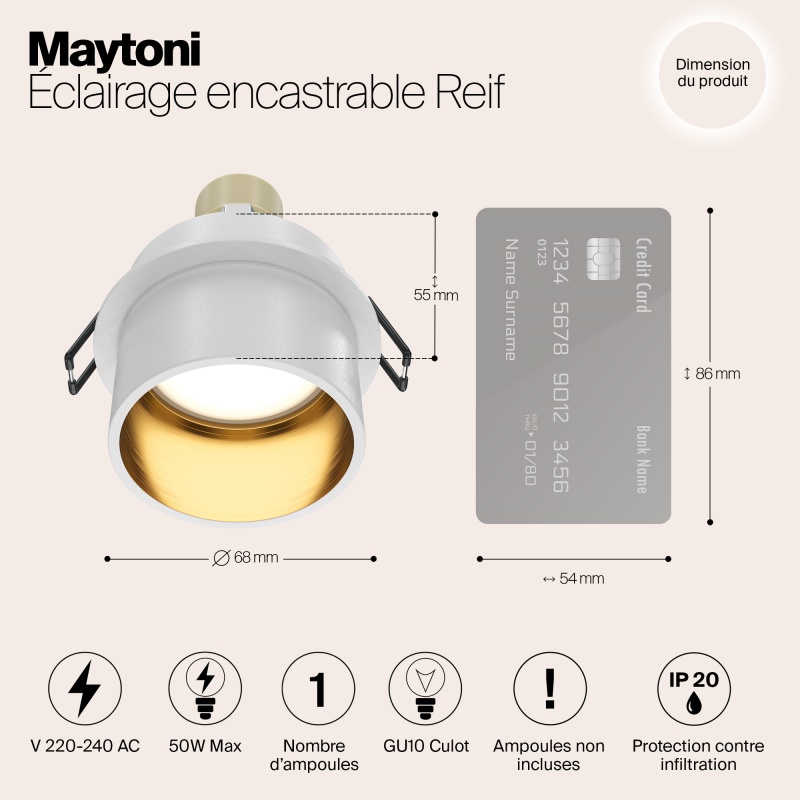 Встраиваемый светильник Maytoni Technical DL050-01WG