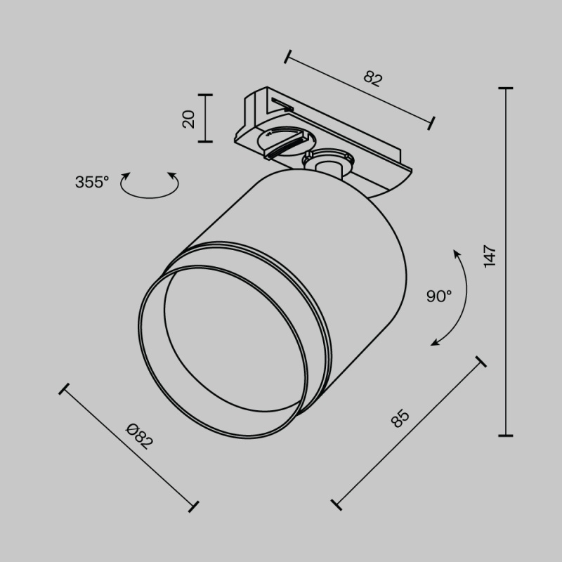 Трековый светильник Technical TR088-1-GX53-MG