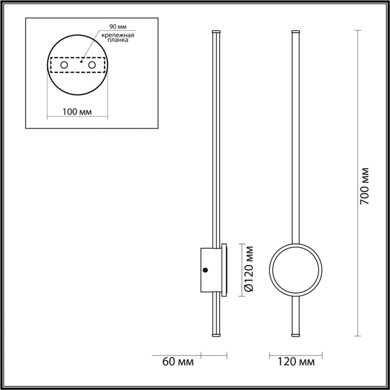 4256/18WL HIGHTECH ODL21 453 черн/бронза/металл Настенный светильник IP20 LED 18W 1152Лм 3000K STILO
