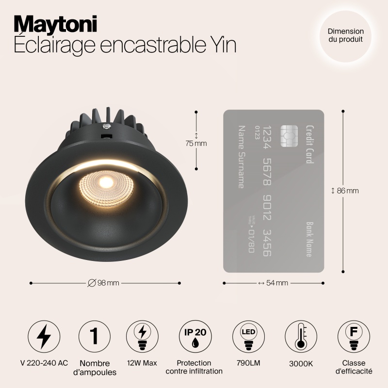 Встраиваемый светильник Maytoni Technical DL031-2-L12B