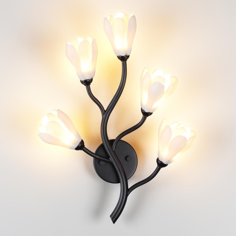 5090/5W MODERN ODL25 553 черный матовый/белый/фарфор Бра G4 LED 5*5W GARDI