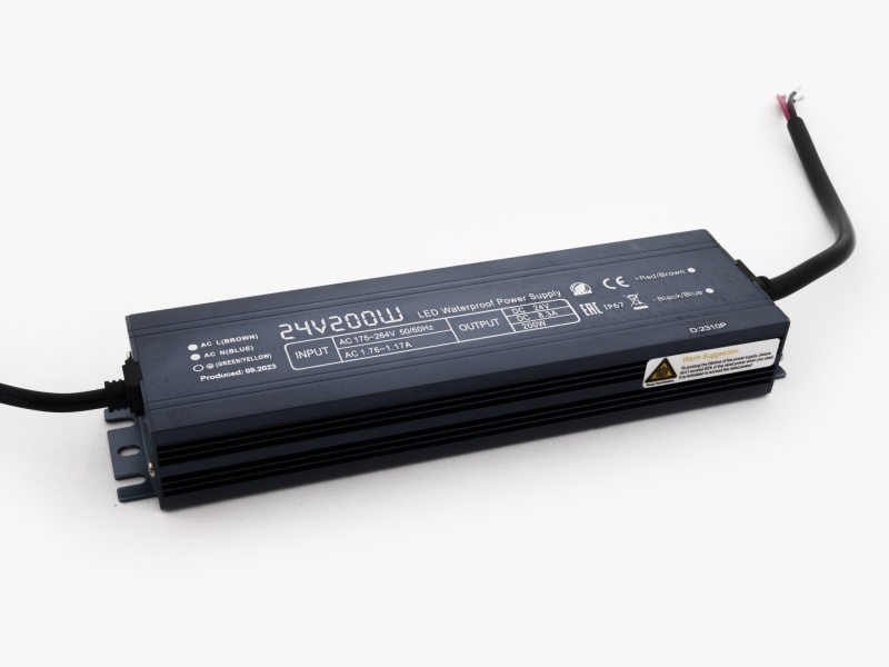 Блок питания LEDS POWER 200Вт 24В IP67 алюминий SLIM 003153