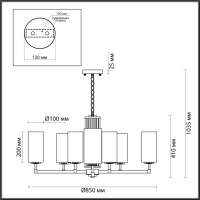 4990/10 HALL ODL23 637 матов. золотой/белый/стекло Люстра E27 10*40W KASALI