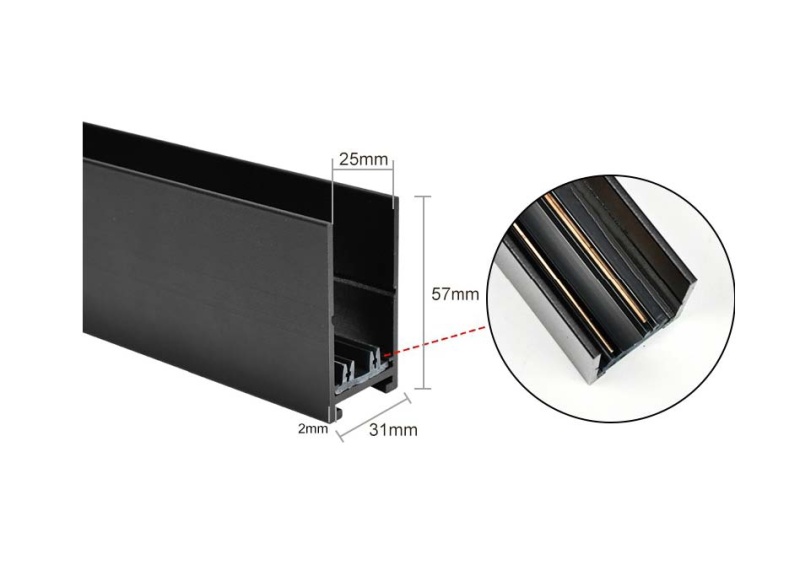 COLIBRI трековый шинопровод 220V чёрный, 1000*31*57 мм, 5 шт/кор