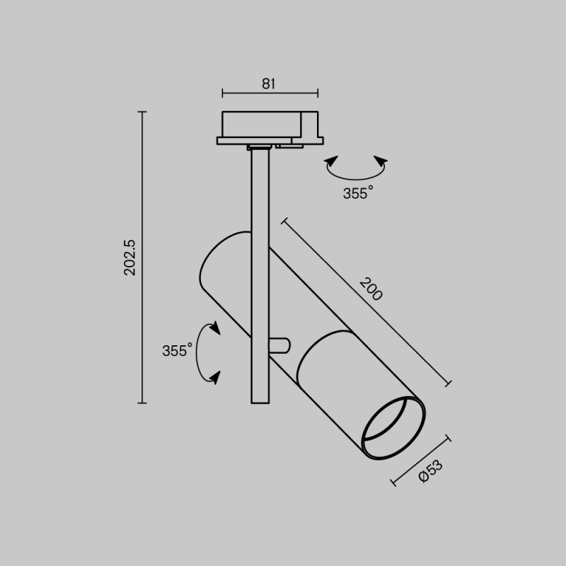 Трековый светильник Technical TR005-1-GU10-BG