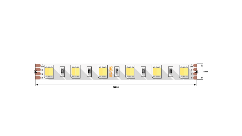SWG Standard Светодиодная лента 5050, 60 LED/м, 14,4 Вт/м, 24В , IP20, Цвет: Теплый белый + холодный белый, SWG560-24-14.4-WWW-M