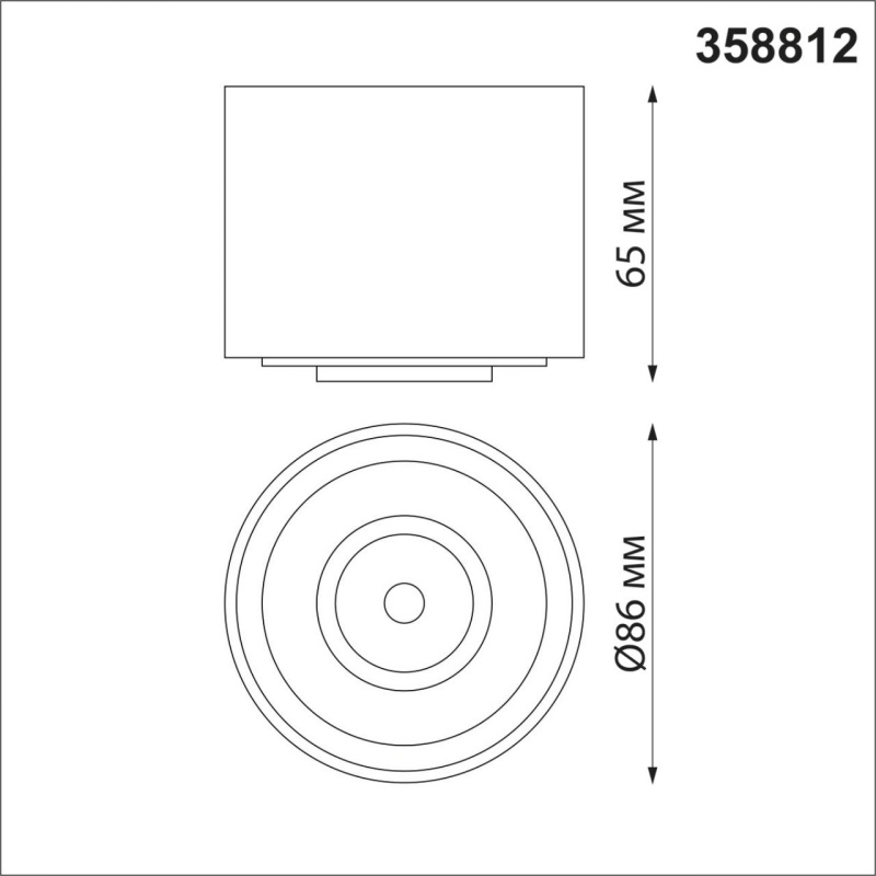 358812 OVER NT21 378 черный Светильник накладной светодиодный IP20 LED 9W 770Лм 4000K 220V GESSO